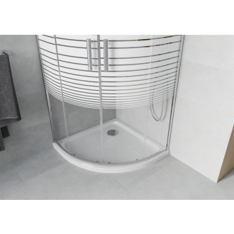 Sprchovací kút Mexen Rio polkruhový 80 x 80 cm, pruhy, chróm + Sprchová vanička plochá, biela - 863-080-080-01-20-4110