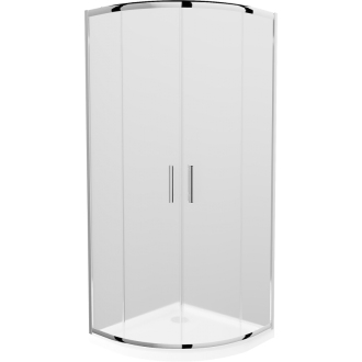 Sprchovací kút Mexen Rio polkruhový 90 x 90 cm, mráz, chróm + sprchová vanička plochá, biela - 863-090-090-01-30-4110