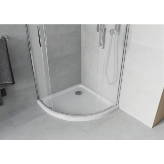 Sprchovací kút Mexen Rio polkruhový 90 x 90 cm, mráz, chróm + sprchová vanička plochá, biela - 863-090-090-01-30-4110