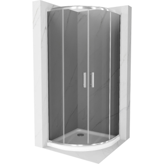 Sprchovací kút Mexen Rio polkruhový 80 x 80 cm, grafit, chróm + sprchová vanička plochá, biela - 863-080-080-01-40-4110