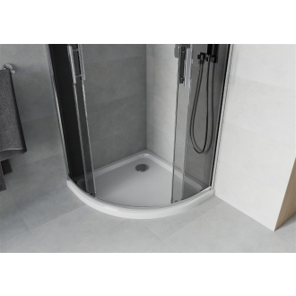 Sprchovací kút Mexen Rio polkruhový 80 x 80 cm, grafit, chróm + sprchová vanička plochá, biela - 863-080-080-01-40-4110