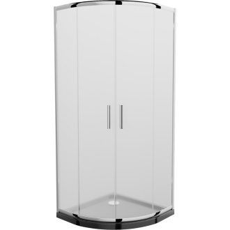 Sprchovací kút Mexen Rio polkruhový 90 x 90 cm, mráz, chróm + sprchová vanička plochá, čierna - 863-090-090-01-30-4170