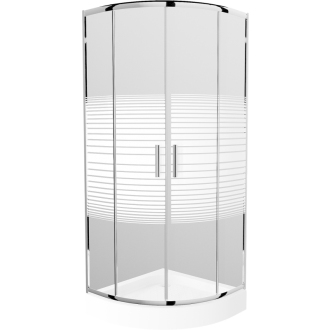 Sprchovací kút Mexen Rio polkruhový 70 x 70 cm, mráz, chróm + sprchová vanička Rio, biela - 863-070-070-01-20-4710