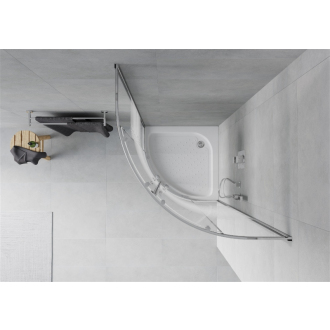 Sprchovací kút Mexen Rio polkruhový 70 x 70 cm, mráz, chróm + sprchová vanička Rio, biela - 863-070-070-01-20-4710