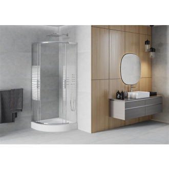 Sprchovací kút Mexen Rio polkruhový 70 x 70 cm, mráz, chróm + sprchová vanička Rio, biela - 863-070-070-01-20-4710
