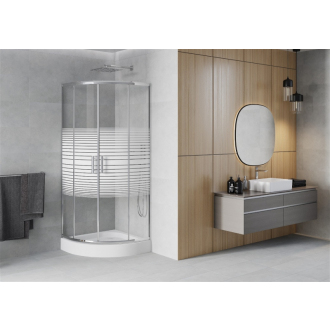 Sprchovací kút Mexen Rio polkruhový 70 x 70 cm, mráz, chróm + sprchová vanička Rio, biela - 863-070-070-01-20-4710