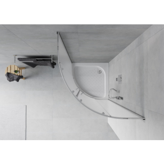 Sprchovací kút Mexen Rio polkruhový 70 x 70 cm, mráz, chróm + sprchová vanička Rio, biela - 863-070-070-01-20-4710