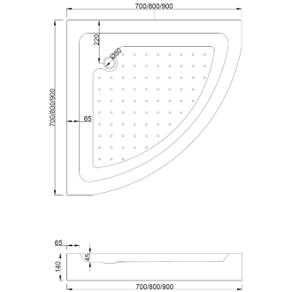 Sprchovací kút Mexen Rio polkruhový 90 x 90 cm, pruhy, chróm + sprchová vanička Rio, biela - 863-090-090-01-30-4710