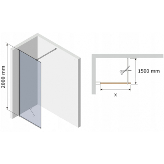 MEXEN KIOTO sprchová stena walk-in 130x200 cm 8mm sklo grafit 800-130-000-00-40