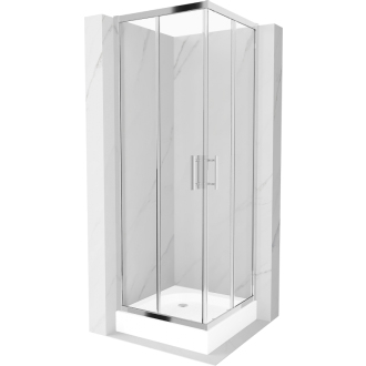 Sprchová kabína Mexen Rio štvorcová 70 x 70 cm, transparentná, chróm + sprchová vanička Rio, biela - 860-070-070-01-00-4510