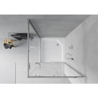 Mexen Rio štvorcová sprchová kabína 90 x 90 cm, transparentná, chróm + sprchová vanička Rio, biela - 860-090-090-01-00-4510