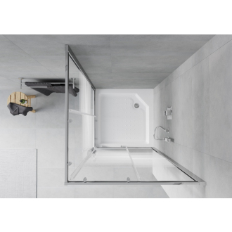 Mexen Rio štvorcová sprchová kabína 90 x 90 cm, pruhy, chróm + sprchová vanička Rio, biela - 860-090-090-01-20-4510