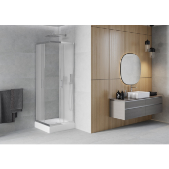 Mexen Rio štvorcový sprchovací kút 70 x 70 cm, mráz, chróm + sprchová vanička Rio, biela - 860-070-070-01-30-4510