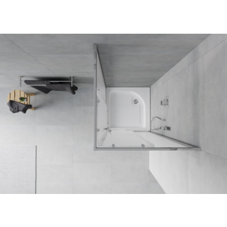 Mexen Rio štvorcový sprchovací kút 70 x 70 cm, mráz, chróm + sprchová vanička Rio, biela - 860-070-070-01-30-4510