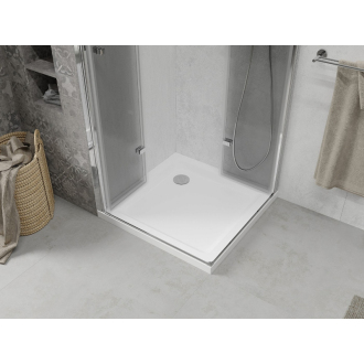 Mexen Lima Duo skladací sprchovací kút 80 x 80 cm, transparentný, chróm + plochá sprchová vanička - 856-080-080-01-02-4010