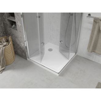 Mexen Lima Duo skladací sprchovací kút 80 x 80 cm, transparentný, chróm + plochá sprchová vanička - 856-080-080-01-02-4010