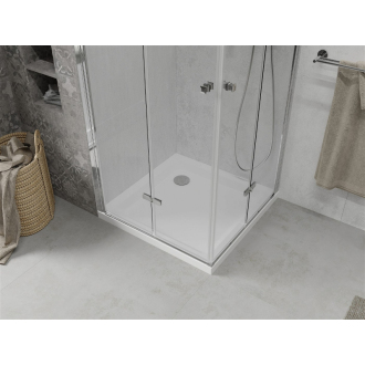 Mexen Lima Duo skladací sprchovací kút 80 x 80 cm, transparentný, chróm + plochá sprchová vanička - 856-080-080-01-02-4010