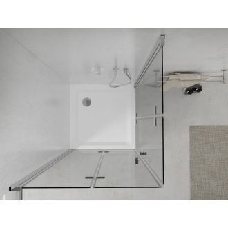 Mexen Lima Duo skladací sprchovací kút 90 x 90 cm, transparentný, chróm + plochá sprchová vanička - 856-090-090-01-02-4010