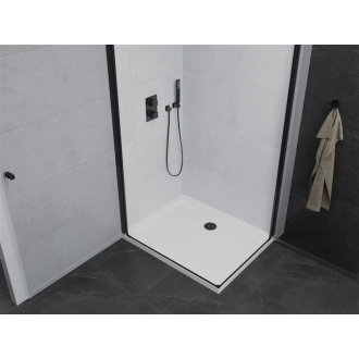 Mexen Pretoria Duo vyklápacia sprchová kabína 90 x 80 cm, priehľadná, čierna + plochá sprchová vanička - 852-090-080-70-02-4010B