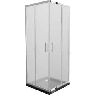 Mexen Rio štvorcový sprchovací kút 90 x 90 cm, mráz, chróm + plochá sprchová vanička, čierna - 860-090-090-01-30-4070