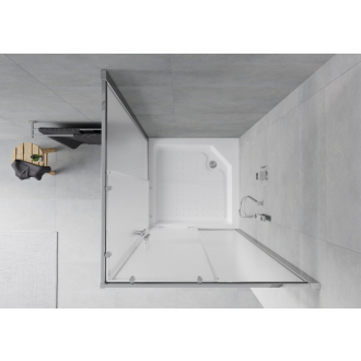 Mexen Rio štvorcový sprchovací kút 90 x 90 cm, mráz, chróm + sprchová vanička Rio, biela - 860-090-090-01-30-4510