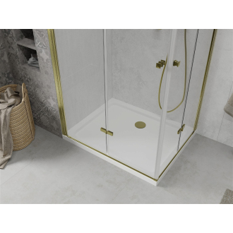 Mexen Lima Duo skladací sprchovací kút 90 x 80 cm, transparentná, zlatá + plochá sprchová vanička - 856-090-080-50-02-4010G