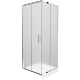 Mexen Rio štvorcový sprchovací kút 80 x 80 cm, mráz, chróm + sprchová vanička Rio, biela - 860-080-080-01-30-4510