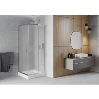 Mexen Rio štvorcový sprchovací kút 80 x 80 cm, mráz, chróm + sprchová vanička Rio, biela - 860-080-080-01-30-4510