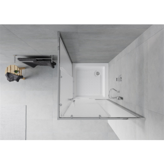 Mexen Rio štvorcový sprchovací kút 80 x 80 cm, mráz, chróm + sprchová vanička Rio, biela - 860-080-080-01-30-4510