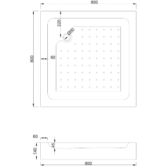 Mexen Rio štvorcová sprchová kabína 80 x 80 cm, priehľadná, čierna + sprchová vanička Rio, biela - 860-080-080-70-00-4510