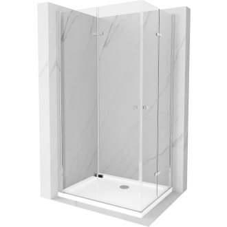Mexen Lima Duo skladací sprchovací kút 80 x 70 cm, transparentný, chróm + plochá sprchová vanička - 856-080-070-01-02-4010