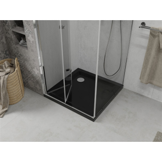 Mexen Lima skladací sprchovací kút 90 x 90 cm, transparentný, chróm + plochá sprchová vanička, čierna - 856-090-090-01-00-4070