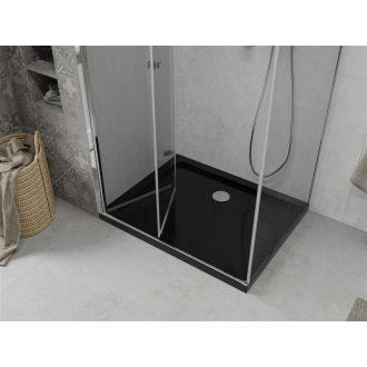 Mexen Lima skladací sprchovací kút 120 x 90 cm, transparentný, chróm + plochá sprchová vanička, čierna - 856-120-090-01-00-4070