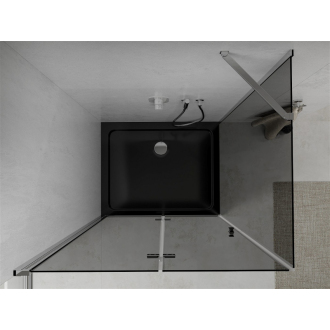 Mexen Lima skladací sprchovací kút 90 x 100 cm, grafit, chróm + plochá sprchová vanička, čierna - 856-090-100-01-40-4070