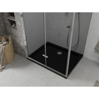 Mexen Lima skladací sprchovací kút 90 x 100 cm, grafit, chróm + plochá sprchová vanička, čierna - 856-090-100-01-40-4070