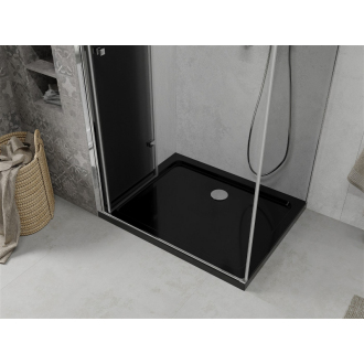 Mexen Lima skladací sprchovací kút 90 x 120 cm, grafit, chróm + plochá sprchová vanička, čierna - 856-090-120-01-40-4070