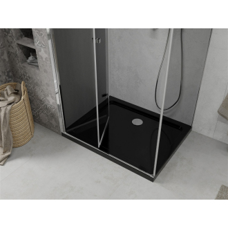 Mexen Lima skladací sprchovací kút 90 x 120 cm, grafit, chróm + plochá sprchová vanička, čierna - 856-090-120-01-40-4070
