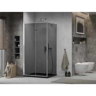 Mexen Lima skladací sprchovací kút 100 x 90 cm, grafit, chróm + plochá sprchová vanička, čierna - 856-100-090-01-40-4070