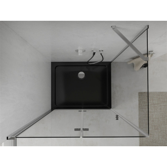 Mexen Lima skladací sprchovací kút 90 x 120 cm, transparentný, chróm + plochá sprchová vanička, čierna - 856-090-120-01-00-4070