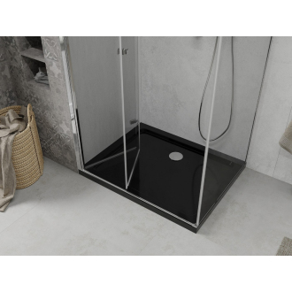 Mexen Lima skladací sprchovací kút 90 x 120 cm, transparentný, chróm + plochá sprchová vanička, čierna - 856-090-120-01-00-4070