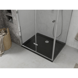 Mexen Lima skladací sprchovací kút 90 x 120 cm, transparentný, chróm + plochá sprchová vanička, čierna - 856-090-120-01-00-4070