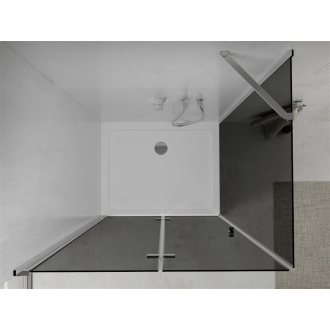 Mexen Lima skladací sprchovací kút 70 x 120 cm, grafit, chróm + plochá sprchová vanička, biela - 856-070-120-01-40-4010