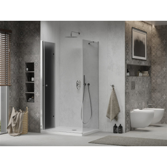 Mexen Lima skladací sprchovací kút 80 x 70 cm, grafit, chróm + plochá sprchová vanička, biela - 856-080-070-01-40-4010