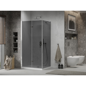 Mexen Lima skladací sprchovací kút 90 x 70 cm, grafit, chróm + plochá sprchová vanička, biela - 856-090-070-01-40-4010