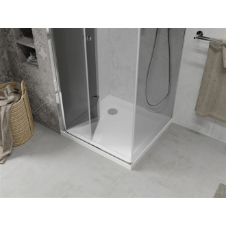 Mexen Lima skladací sprchovací kút 90 x 90 cm, grafit, chróm + plochá sprchová vanička, biela - 856-090-090-01-40-4010