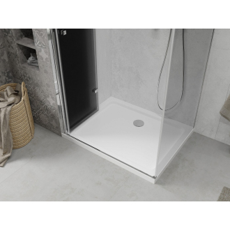 Mexen Lima skladací sprchovací kút 90 x 120 cm, grafit, chróm + plochá sprchová vanička, biela - 856-090-120-01-40-4010