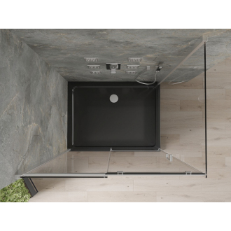 Mexen Omega výsuvná sprchová kabína 120 x 90 cm, transparentná, chróm + plochá sprchová vanička, čierna - 825-120-090-01-00-4070