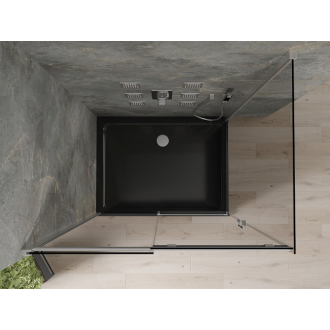 Mexen Omega výsuvná sprchová kabína 120 x 90 cm, grafit, chróm + plochá sprchová vanička, čierna - 825-120-090-01-40-4070