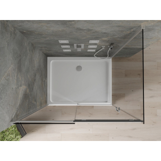 Mexen Omega výsuvná sprchová kabína 110 x 80 cm, grafit, chróm + plochá sprchová vanička, biela - 825-110-080-01-40-4010