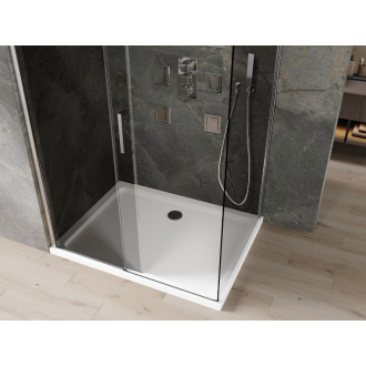 Mexen Omega výsuvná sprchová kabína 110 x 80 cm, grafit, chróm + plochá sprchová vanička, biela - 825-110-080-01-40-4010